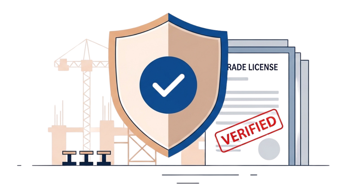 Trade-license verification, not a self-attested badge